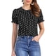 thumbnail image 1 of CAMISA DE PUNTOS DE POLKA PARA MUJERES INSPIRE CHIC CON MANGAS CORTAS Y PUFF, BLUSA VINTAGE CON BOTONES Y COLLAR PETER PAN, TALLA S, NEGRO Y BLANCO, 1 of 6