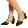 thumbnail image 4 of AZZAKVG Womens Low Mid Square Heel Ankle Strap Sandal Office Ladies Pointed Toe Shoes Chunky Heels, 4 of 8
