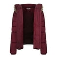 thumbnail image 4 of BodiLover, Women's, Winter Quilted Puffer Short Coat Jacket Plus Sizewith Removable Faux Fur Hood and Zipper, Burgundy, 2X, 4 of 4
