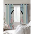 thumbnail image 4 of Easter Bunny Blackout Curtains for Bedroom Living Room Darkening Curtains 63 Inches Long Cute Rabbit Eggs Flowers Farmhouse Wood Window Curtain 2 Panels Set Window Treatment Grommet Drapes 42"x63", 4 of 9