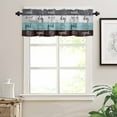 thumbnail image 6 of Teal Gray Brown Kitchen Curtains and Valances Set, 3 Piece Kitchen Curtains Set 24 Inch Length, Vintage Art Wooden Retro Rod Pocket Curtains Tier Farmhouse Window Curtains, 6 of 6