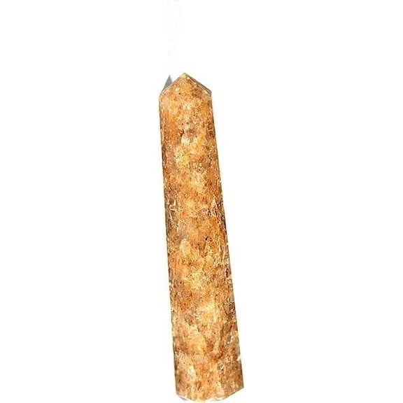 Jet Golden Quartz Obelisk Wand 8 Faceted Gemstone Meditation Healing Earth Spirit Chakra Balancing 3 inch Long Approx.