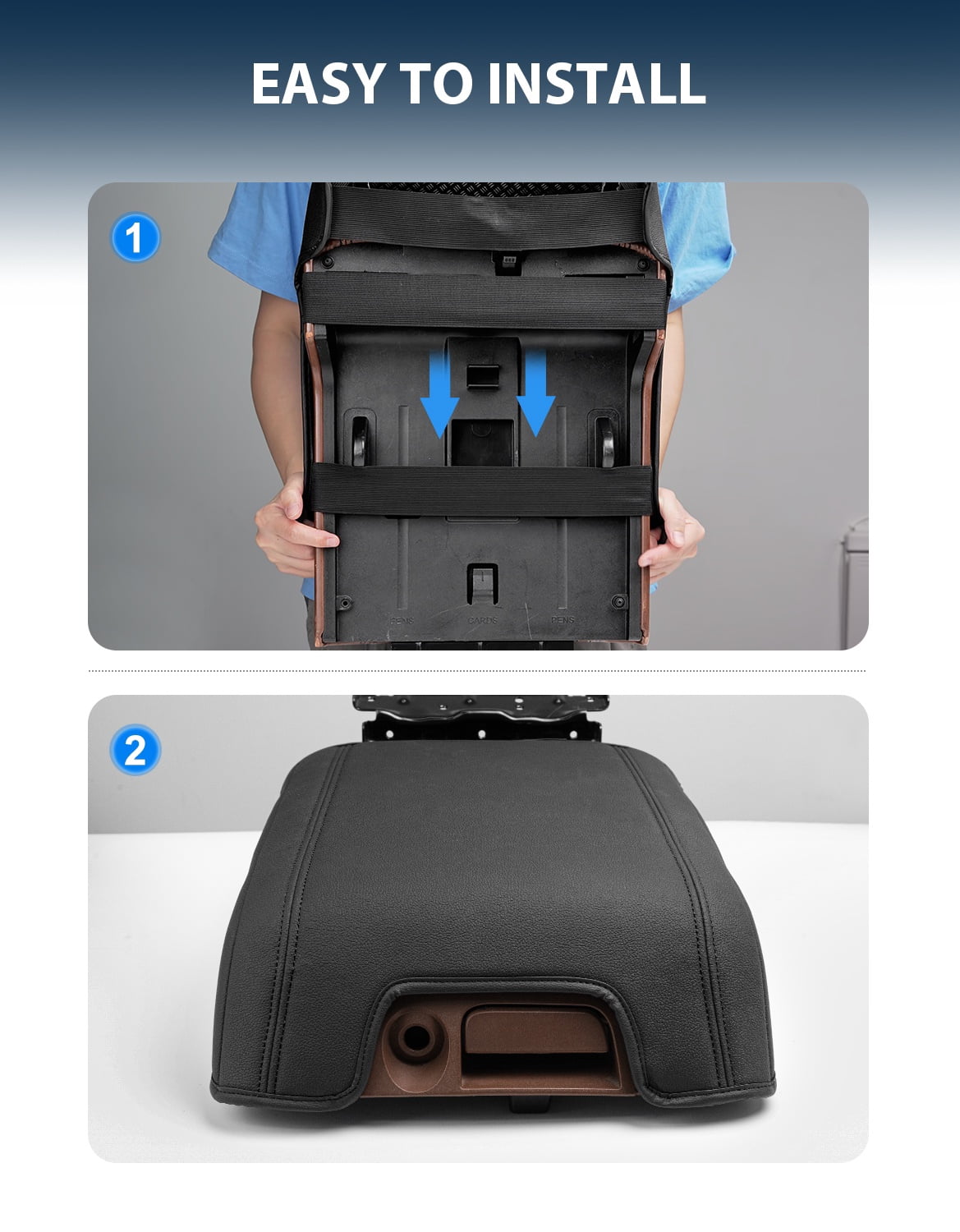 KBH Center Console Armrest Cover Fit for Ford F250 F350 F450 2011-2016 Super Duty Accessories, Leather Comfort Armrest Pad Console Lid Cushion Protector, Black