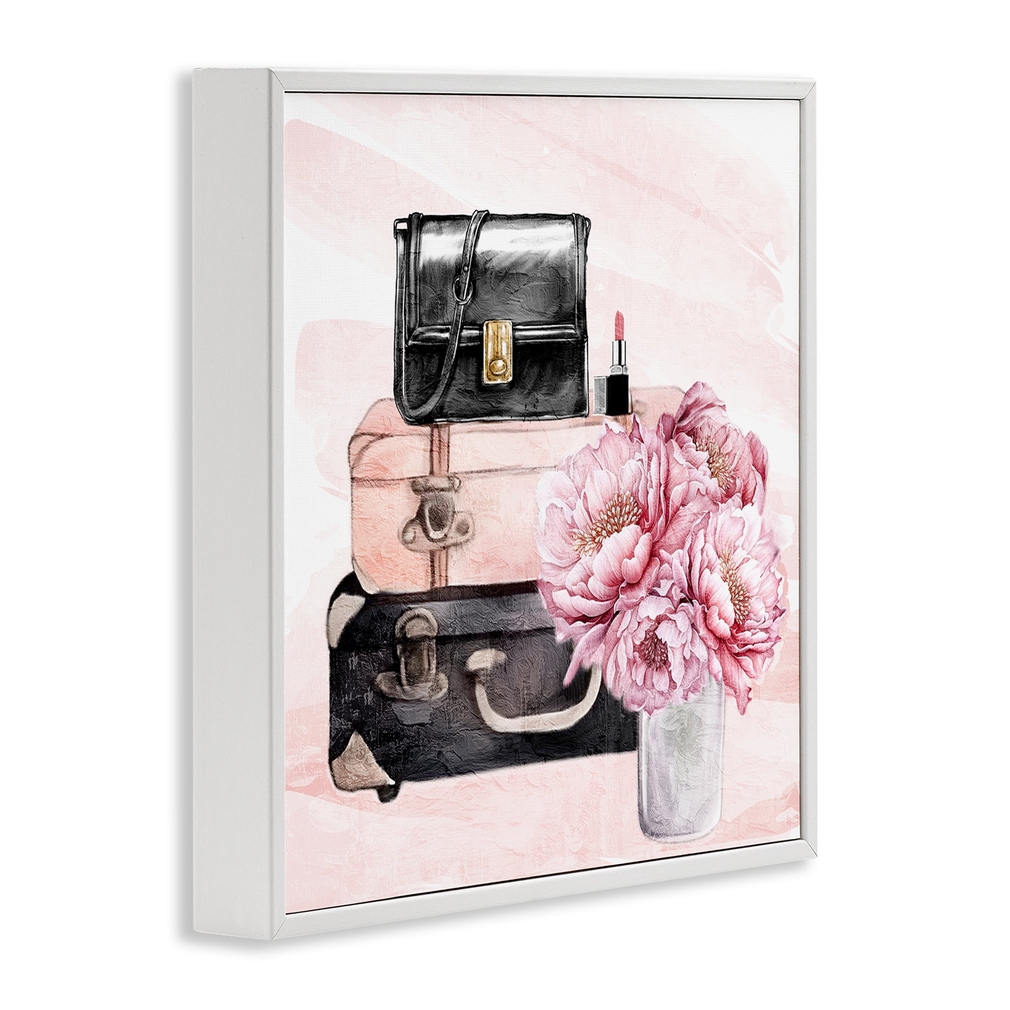 Stupell Industries Glam Time Stacked Bags White Framed Giclee Art, design by Kim Allen