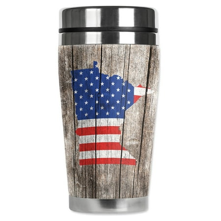 

Mugzie brand 20-Ounce MAX Stainless Steel Travel Mug with Insulated Wetsuit Cover - Minnessota Map