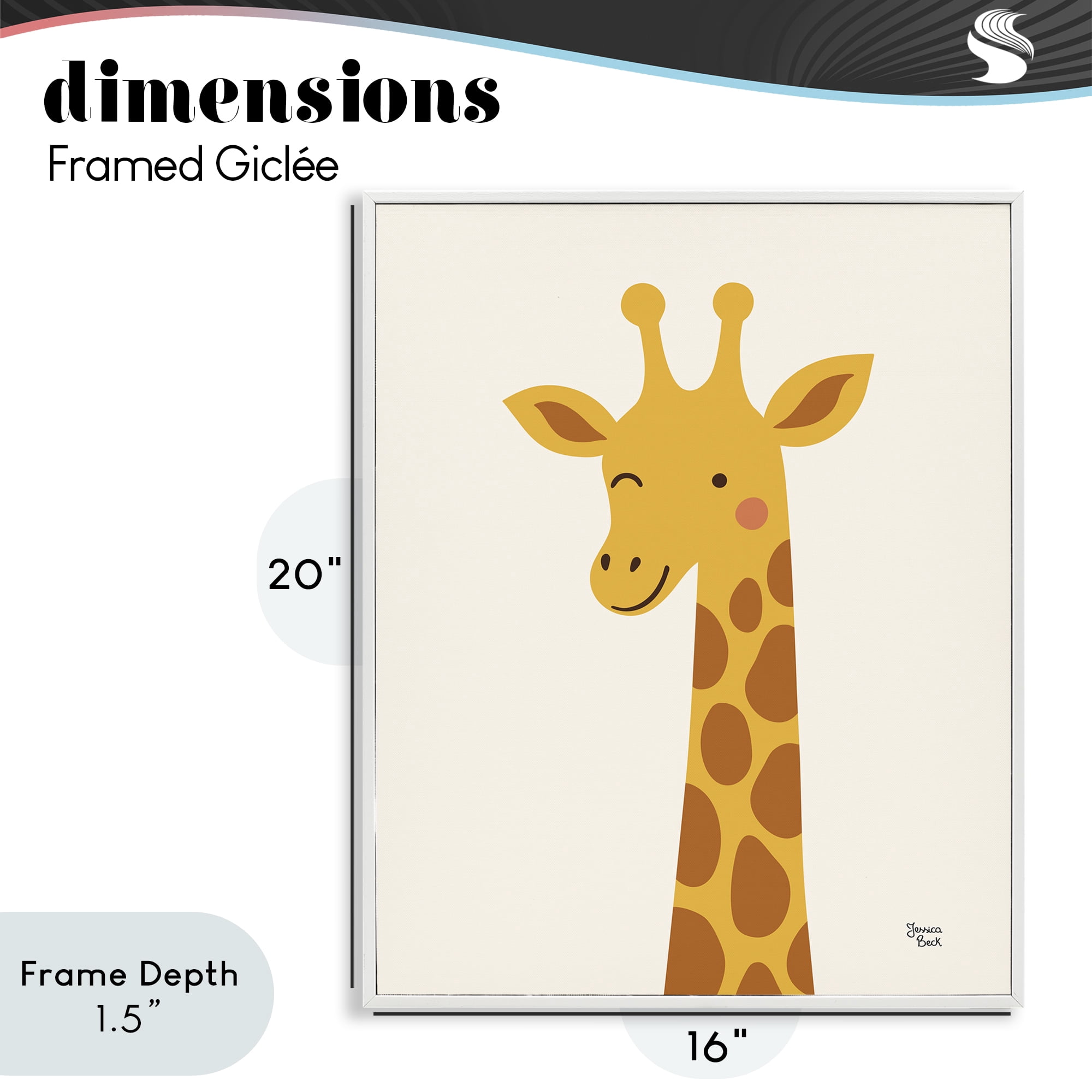 Stupell Industries Winky Giraffe Portrait White Framed Giclee Art, design by Jessica Beck