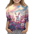 thumbnail image 4 of Uootdi Col Ras du Cou Panier de Pâques Oeufs T-Shirts à Manches 3/4 Imprimé Marguerites de Pâques Tenue Décontractée Quotidienne ( Pas pour Adulte) Cadeau, 4 of 9
