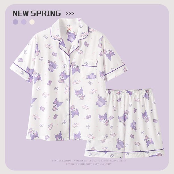 Camiseta Kawaii Sanrios Kuromi My Melody Cinnamoroll para niña, pijama con estampado de corazón de dibujos animados, conjunto de ropa para el hogar, regalo para niña, novedad de 2022 gym unisex