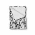 thumbnail image 2 of Leaves Soft Flannel Fleece Throw Blanket, Monochromatic Composition with Leaves and Sticks Oriental Forest, Cozy Plush for Indoor and Outdoor Use, 70" x 90", Pale Grey Black White, by Ambesonne, 2 of 6