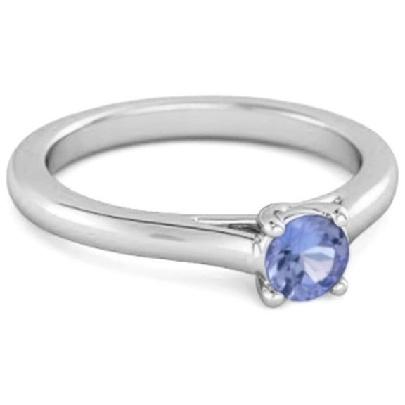 Solitaire Round Cut 0.10 Ctw Tanzanite 925 Sterling Silver Promise Women Valentines Day Gifts Ring
