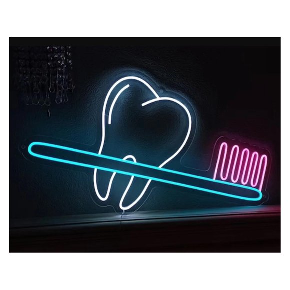 Letrero De Neón Para Dientes, Luz Decorativa Para Clínica Dental, Diente Y Cepillo, Lámpara De Consultorio Dental, Atenuador USB