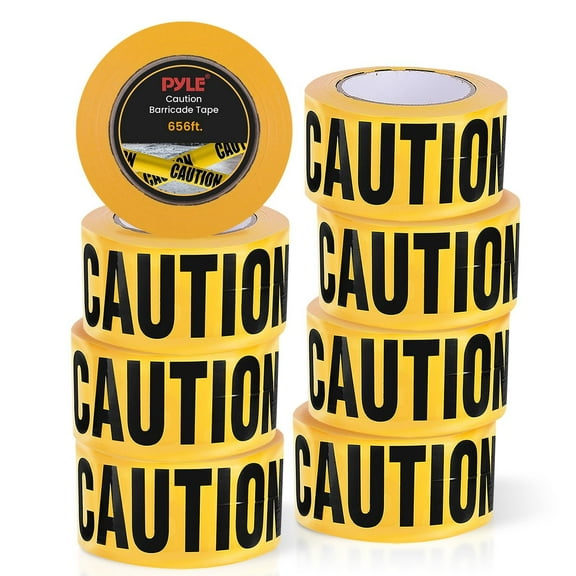 pyle Caution Tape Yellow, Caution Do Not Enter” 200 Meter Roll of Non-Adhesive Safety Barricade Warning Tape, Highly Durable & Visible for Indoor/Outdoor Use 8 pc