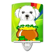 Caroline's Treasures BB1952CNL Maltese St. Patrick's Day Ceramic Night Light, 6x4x3", multicolor