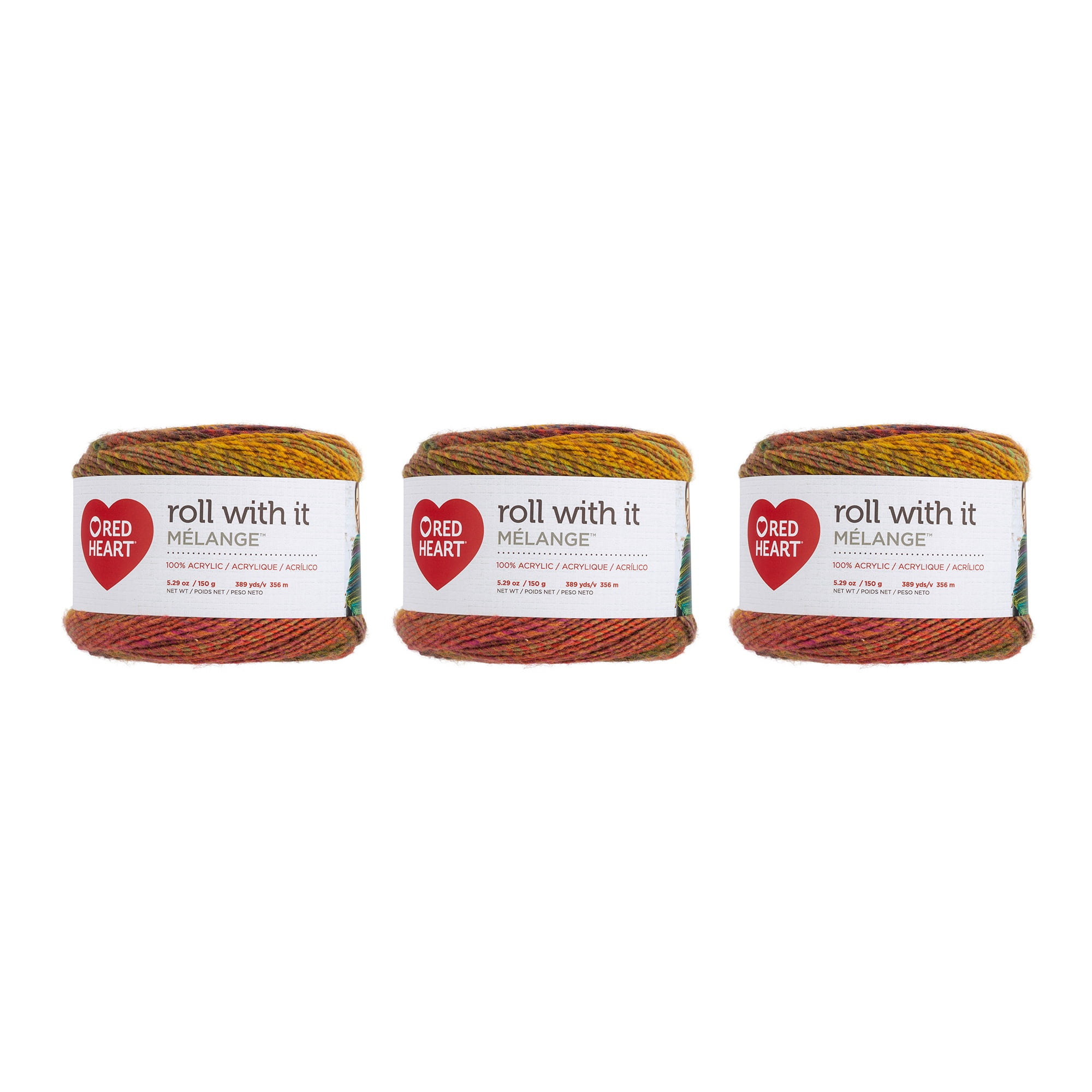 Red Heart Roll With It Melange Curtain Call Yarn 3 Pack of 150g/5.3oz