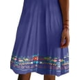thumbnail image 4 of FASHIONWT Women Wave Trim Collar Ethnic Knee Length Skirts V-Neck Print Beach Dress, 4 of 4