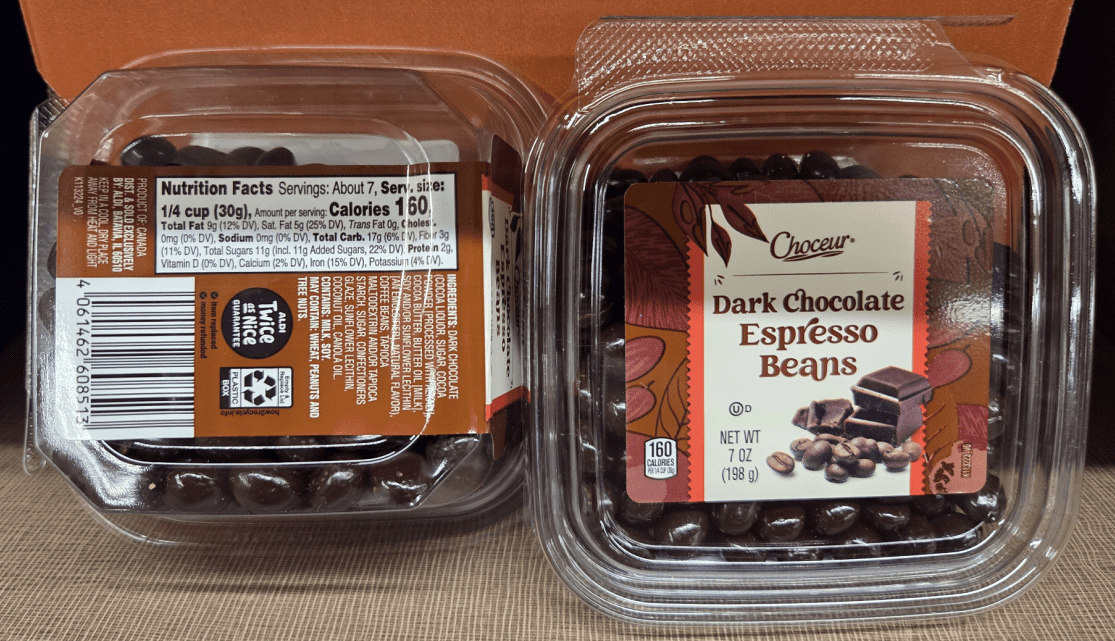 Choceur Dark Chocolate Espresso Beans 7oz 198g (2 Tubs)