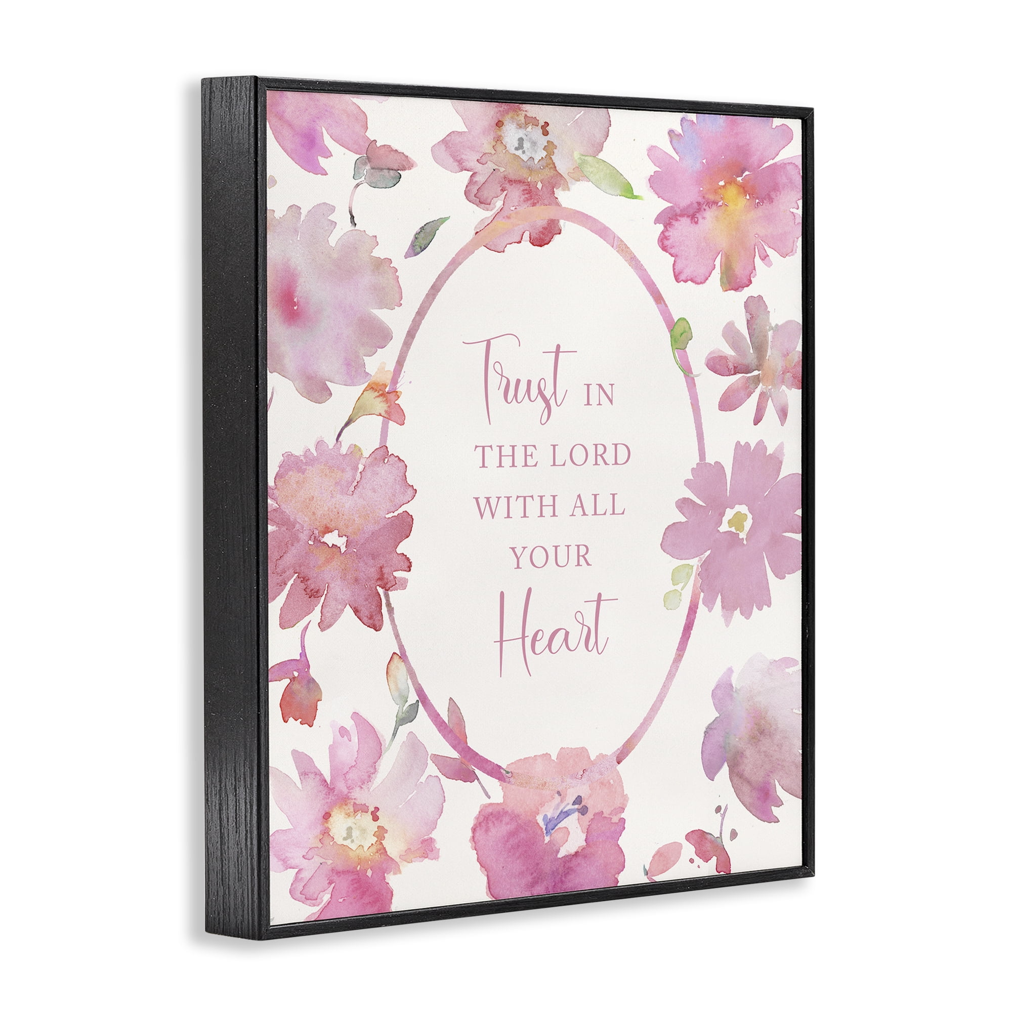 Stupell Industries Trust In The Lord Pink Blooms Black Framed Giclee Art, design by Theresa Heidel