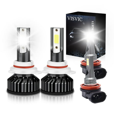 Fit For DODGE CHALLENGER (2015-2020) 9012 All in one High Low Beam   H11 Fog Light LED Headlight Bulbs, 6000K Cool White LED Headlight Conversion Kit, Quick Installation, Pack of 4, Headlight Bulbs