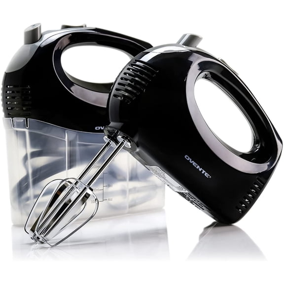 OVENTE 1.8 lb Portable 5 Speed Mixing Electric Hand Mixer, Perfect for Baking, New- Black HM151B
