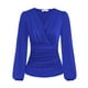 thumbnail image 1 of Blusa cruzada con escote en V, blusa de mujer con escote en V profundo, blusa de mujer con escote en V profundo y mangas largas, blusa cruzada con escote en V profundo, rendimiento finamente ajustado, 1 of 2
