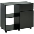 thumbnail image 3 of HOMCOM Printer Stand, Storage Cabinet with Drawer, Open Storage Shelves, for Home or Office Use, Black, 3 of 10