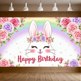 thumbnail image 7 of Adorable Bunny Themed Happy Birthday Banner with Floral Decorations and Rainbow Background for Birthday Parties Photography Props Party Supplies Decors, 7 of 7