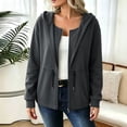 thumbnail image 4 of Titcea Zip Up Hoodies for Women Drawstring Solid Color Hooded Sweatshirt Home Daily Loose Comfy Casual Sweatshirts S-2XL, 4 of 7