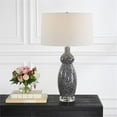 thumbnail image 2 of Maklaine 1-Light Contemporary Glass & Fabric Table Lamp in White/Gray, 2 of 6