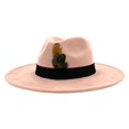 thumbnail image 3 of Women's Wide Brim Felt Fedora Hat with Faux Feather Classic Retro Jazz Cap Adjustable Elegant Party Dress Up Hat, 3 of 4