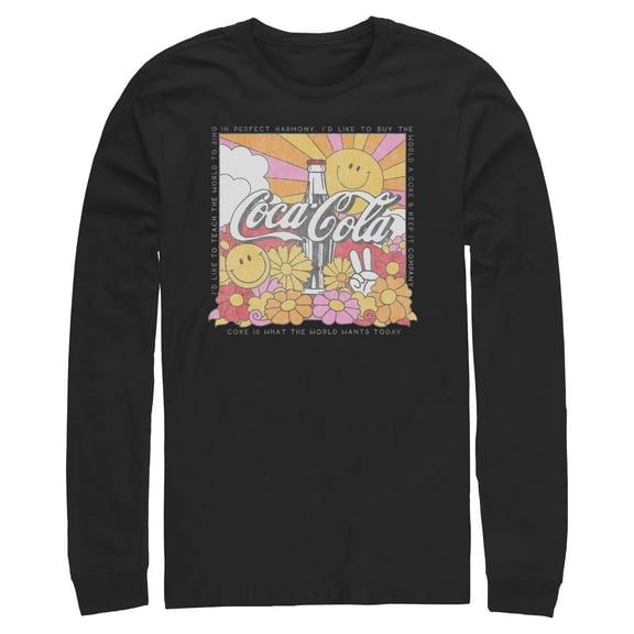 Mens Coca Cola Unity Square Lyrics Logo Long Sleeve Shirt