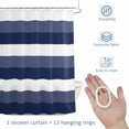 thumbnail image 2 of Navy Blue and White Striped 36x72 Inches Waterproof Shower Curtain, Abstract Ombre Geometric Bath Curtain Set with 12 Hooks Washable Shower Curtains for Bathroom Bathtub Decor, 2 of 9