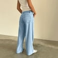 thumbnail image 4 of Cyglowse Women's Y2k Low Rise Baggy Jeans Washed Straight Wide Leg Denim Pants Casual Loose Vintage Fit Boyfriend Jean Denim Pants Sky Blue M, 4 of 6