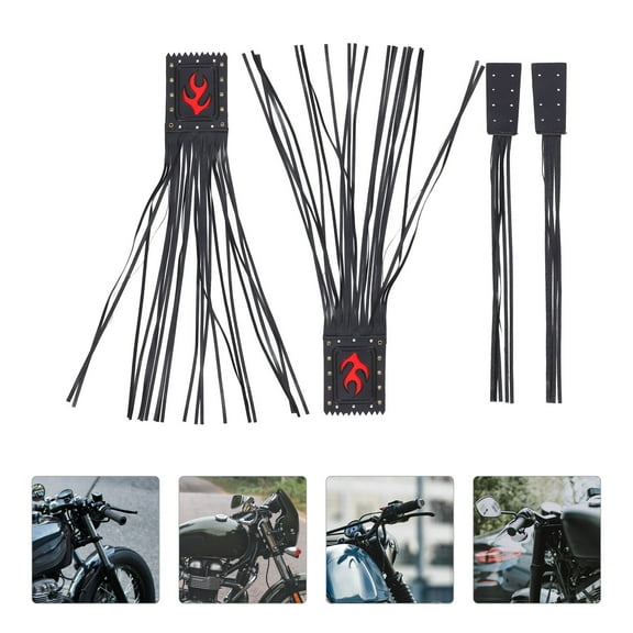 STOBOK 2Pcs Motorcycle Brake Clutch Lever Tassels Black Fringe for Handlebar Protection