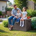 thumbnail image 4 of Vineego 122 Gallon Outdoor Patio Box Deck Plastic Resin Storage Box Backyard, Dark Brown, 4 of 6