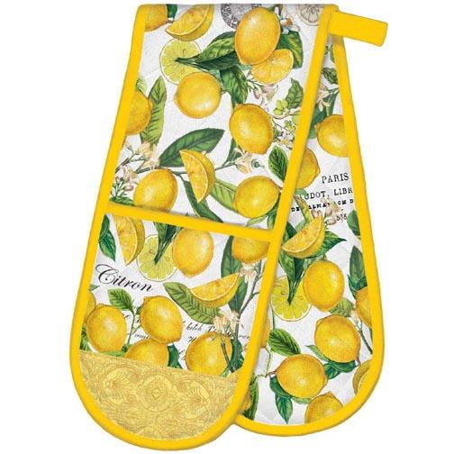 Apron Aprons and Oven Gloves Double Oven Glove Oven Mitts Cotton Lemons Ewe 