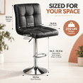 thumbnail image 2 of Bar Stools Set of 2, Counter Height Adjustable Swivel Barstools with Back, Modern PU Leather Tufted Square Bar Stools for Kitchen Island, Pub & Dining Room, 2 of 6