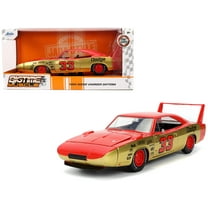 1969 Dodge Charger Daytona #33 Red and Gold Metallic with Graphics "Bigtime Muscle" Series 1/24 Diecast Model Car by Jada