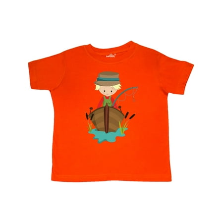 

Inktastic Fishing Boy Blond Hair Fisherman Fishing Rod Gift Toddler Boy Girl T-Shirt