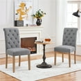 thumbnail image 1 of FullFurnique Chaises de Salle à Manger Rembourrées avec patins Réglables, Lot de 2, Gris Foncé, 1 of 8