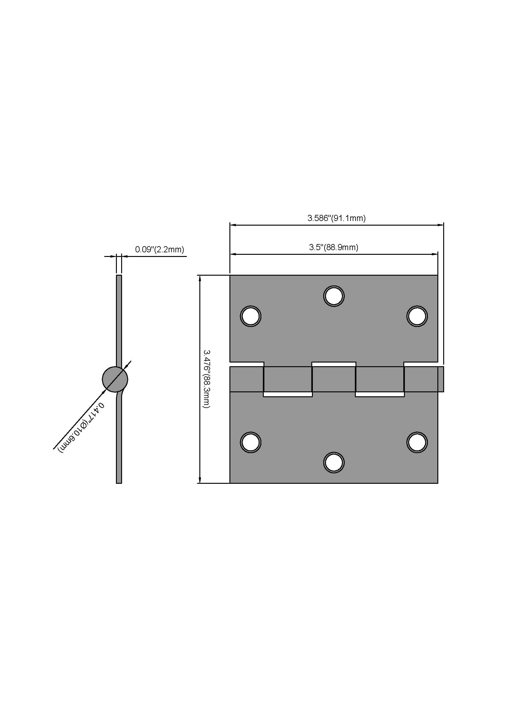 Hyper Tough 3-1/2 in. Square Corner Steel Door Hinge, Brass Finish