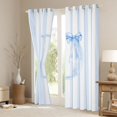 thumbnail image 3 of Manfei Blue Bowtie Monogrammed Print D Kitchen Curtains,Geometric Stripes Pattern Black Out Curtains Pack of 2 (42x63 Each), 3 of 6