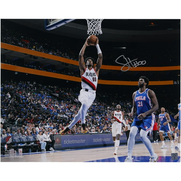 Scoot Henderson Portland Trail Blazers Autographed 16" x 20" Dunk Vs. Philadelphia 76ers Photograph - Fanatics Authentic Certified