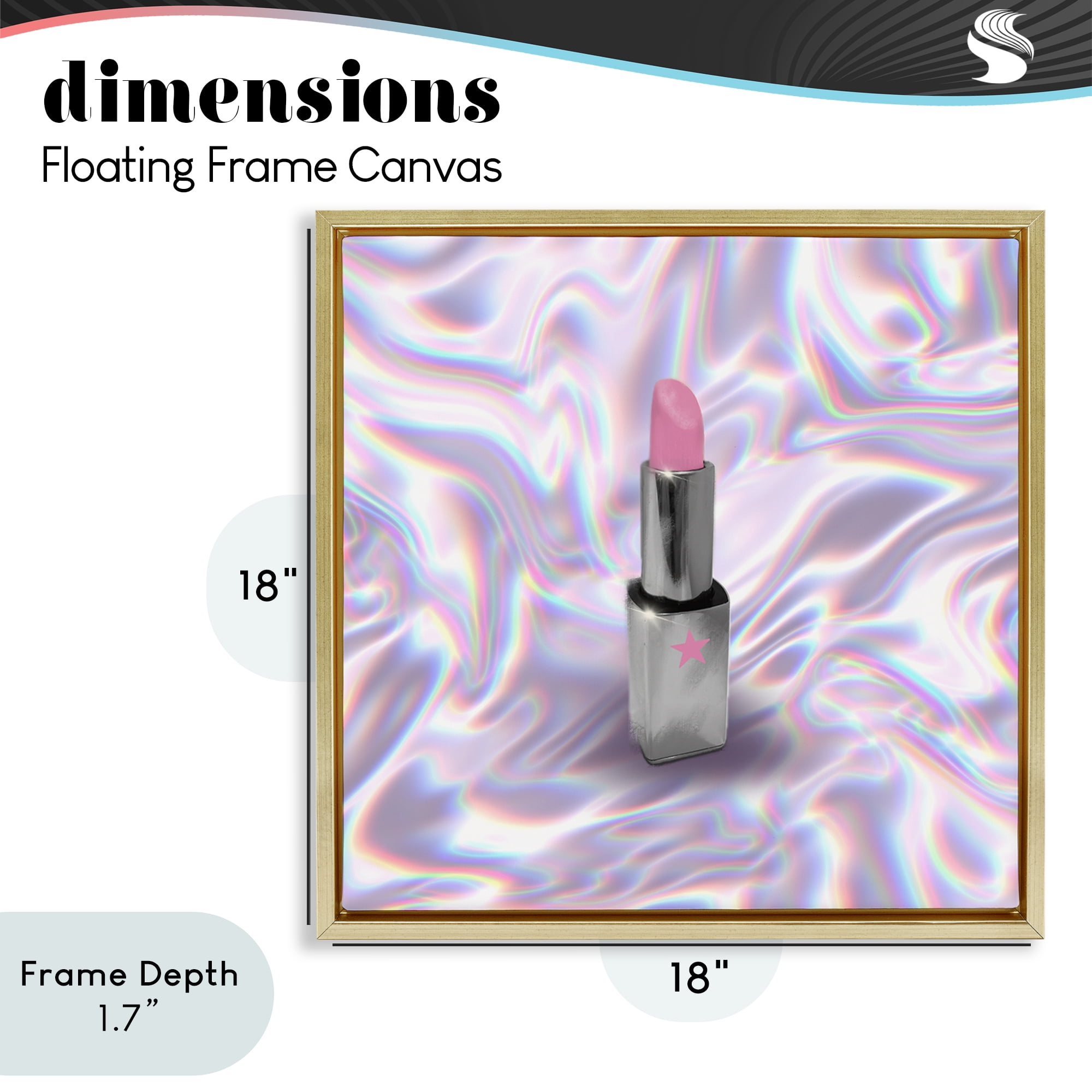 Stupell Industries Iridescent Icon Lipstick Gold Framed Floater Canvas Wall Art, design by Matthew Piotrowicz