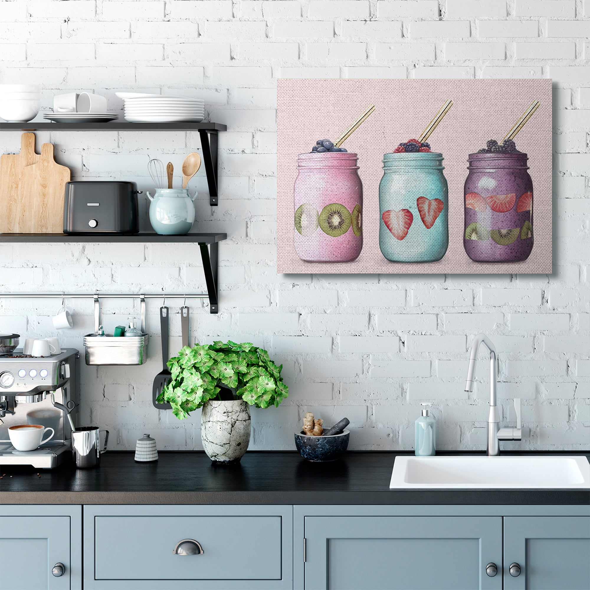 Stupell Industries Fruit Smoothie Jars Food Pink Painting Canvas Wall Art by Ziwei Li