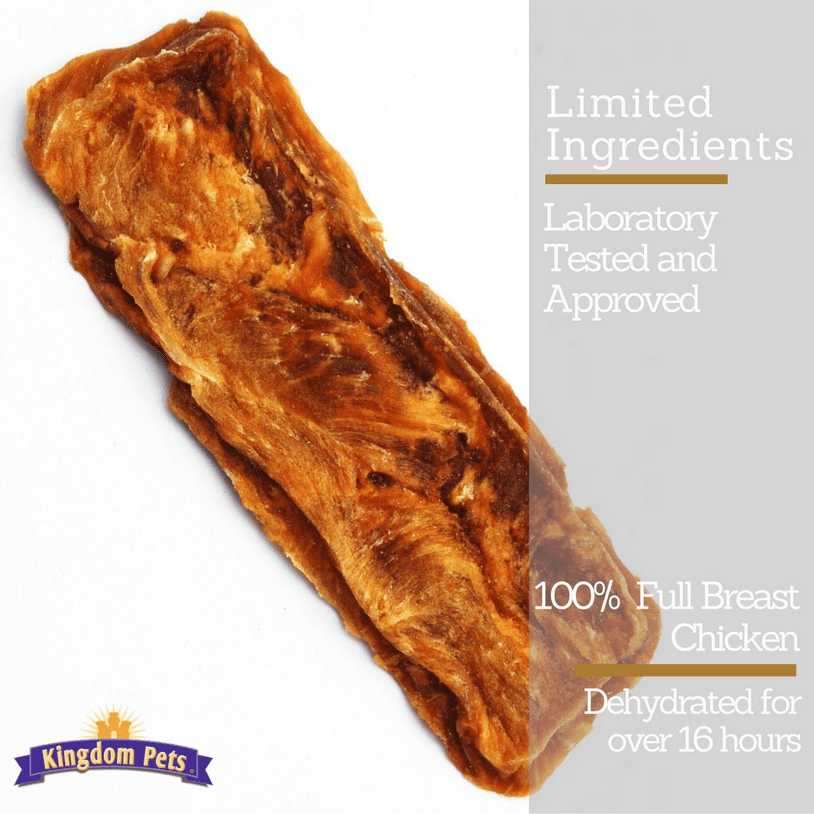 Kingdom Pets Chicken Jerky Dog Treats with Only 3 Ingredients and No Fillers, 3 Pound Bag