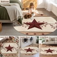 thumbnail image 5 of Round Area Rugs Collection 5 Ft, Red Texas Star Rustic Non-Slip Residential Carpet, Farmhouse Berry Brown Wooden Indoor Crawling Mats Runner Rugs for Living Room/Dining Room/Bedroom, 5 of 8