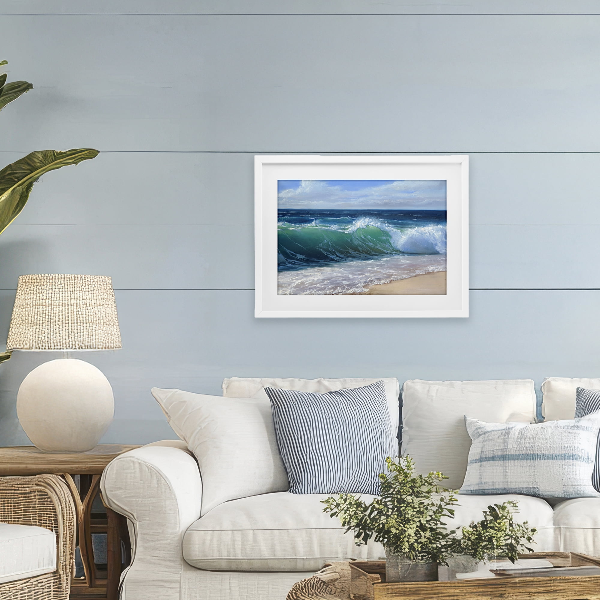Stupell Industries Content Beach Waves Shore White Framed Print Under Glass, design by Dimitri Sirenko