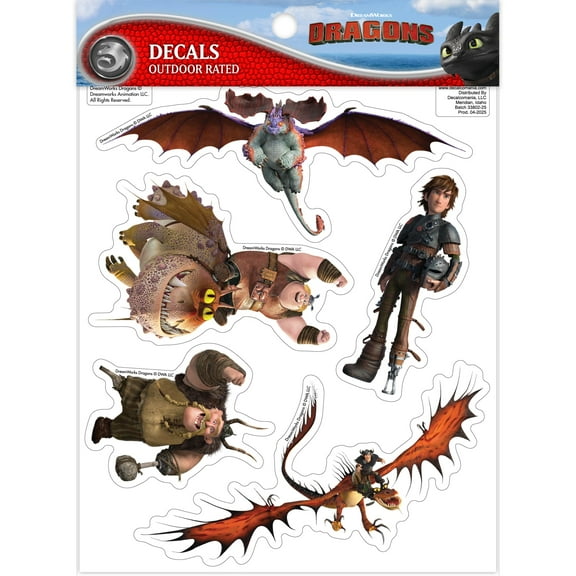 DreamWorks How To Train Your Dragon Decals - Set of 5 Vinyl Stickers Hiccup Gobber Meatlug Hookfang for Car Laptop Computer Kids Water Bottle Outdoor Waterproof
