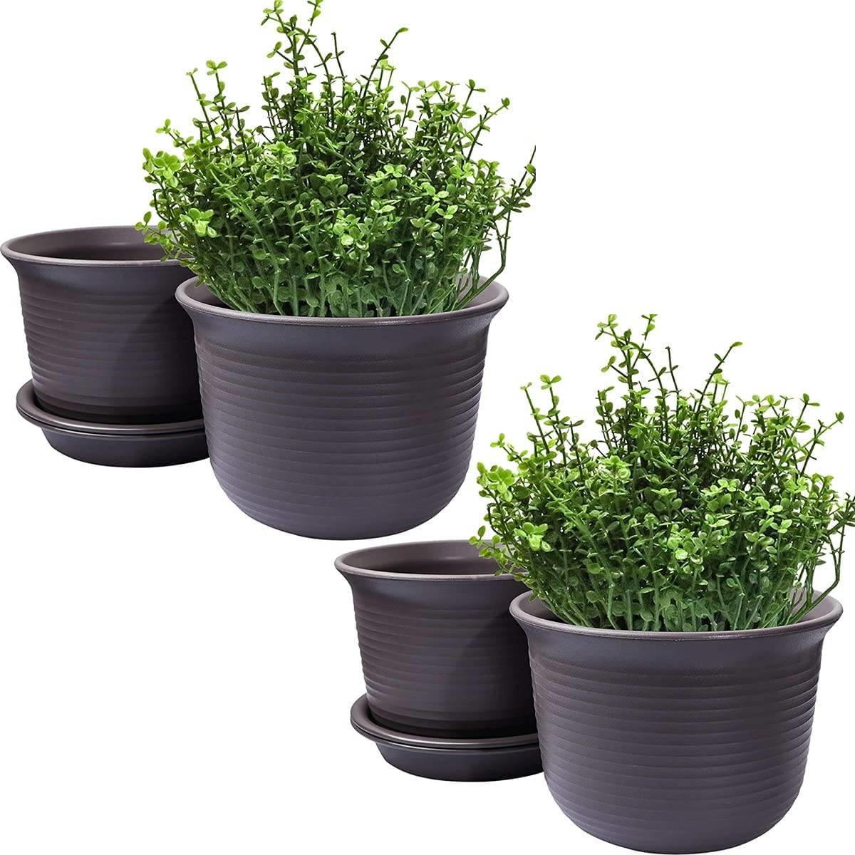 Bellaven Plant Pots with Multiple Drainage Holes and Trays - Plant Pots ...
