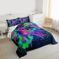 thumbnail image 3 of Gaming Full Size Comforter Sets - Gamer Comforter Full Size Bedding Set, Gothic Spiderwebs Halloween Decorations Blue Green Purple Gamer Room Decor, 3 of 7